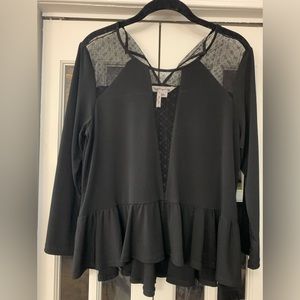 BCBGeneration Size M Black Mesh Top